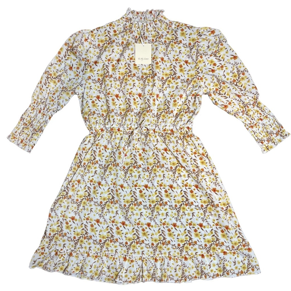 NEW To My Lovers Fall Floral Dress Smocked Mini Size Large NWT